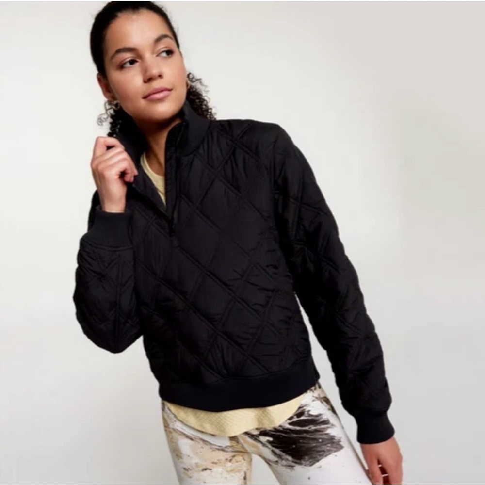 Calia Women's Outwear Quilted 1/2 Zip Pullover Jacket Pure Black